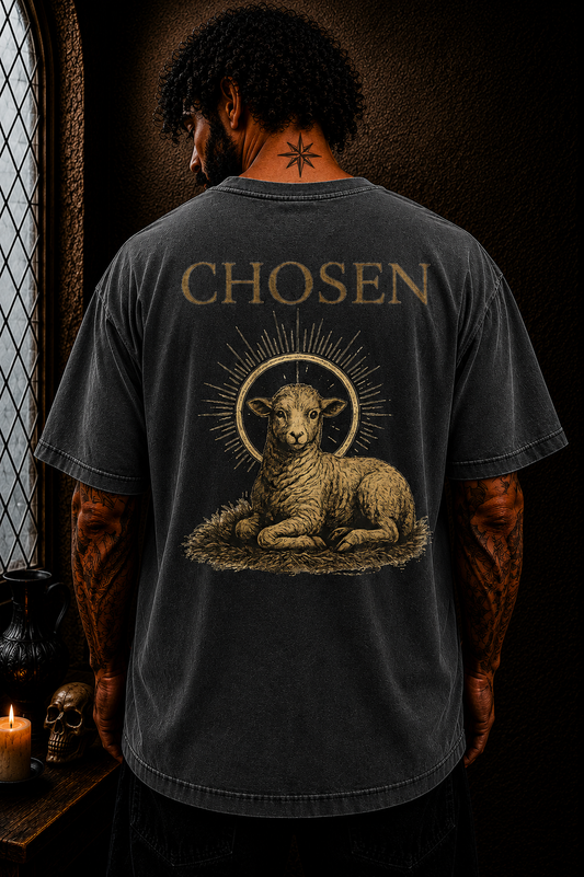 Chosen Lamb of God Christian Oversized Streetwear T-Shirt | Faith Based Catholic Graphic Tee