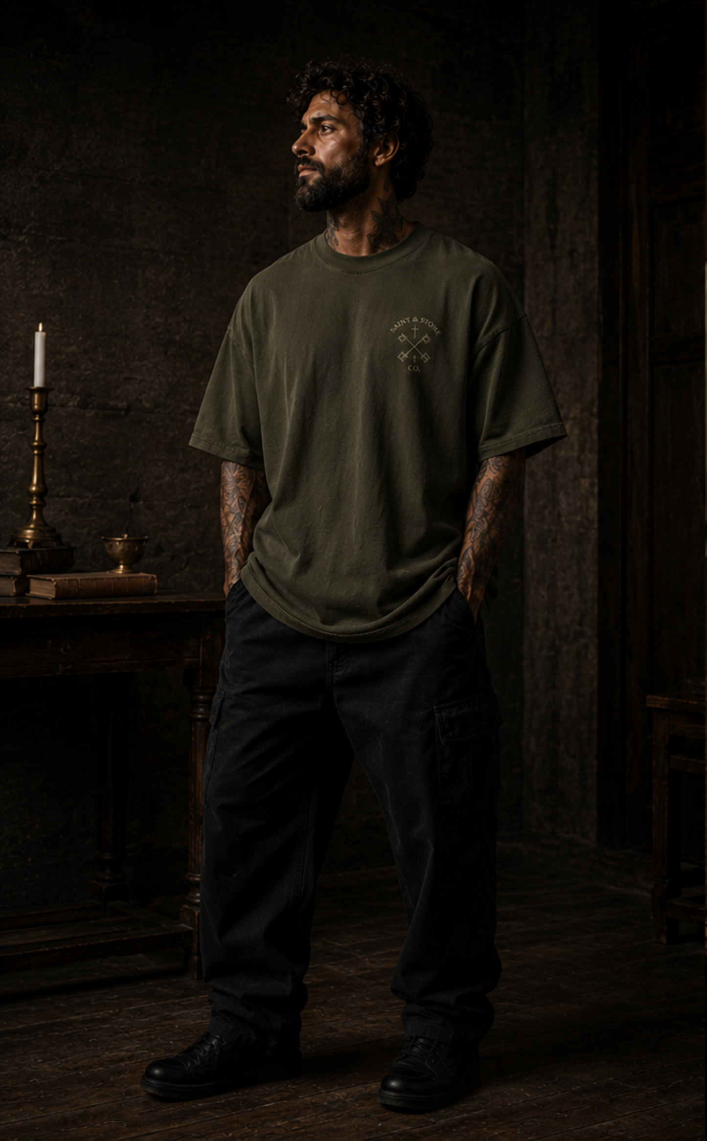 Faith Over Fear Christian Oversized T-Shirt | Catholic Streetwear Faith Based Graphic Tee