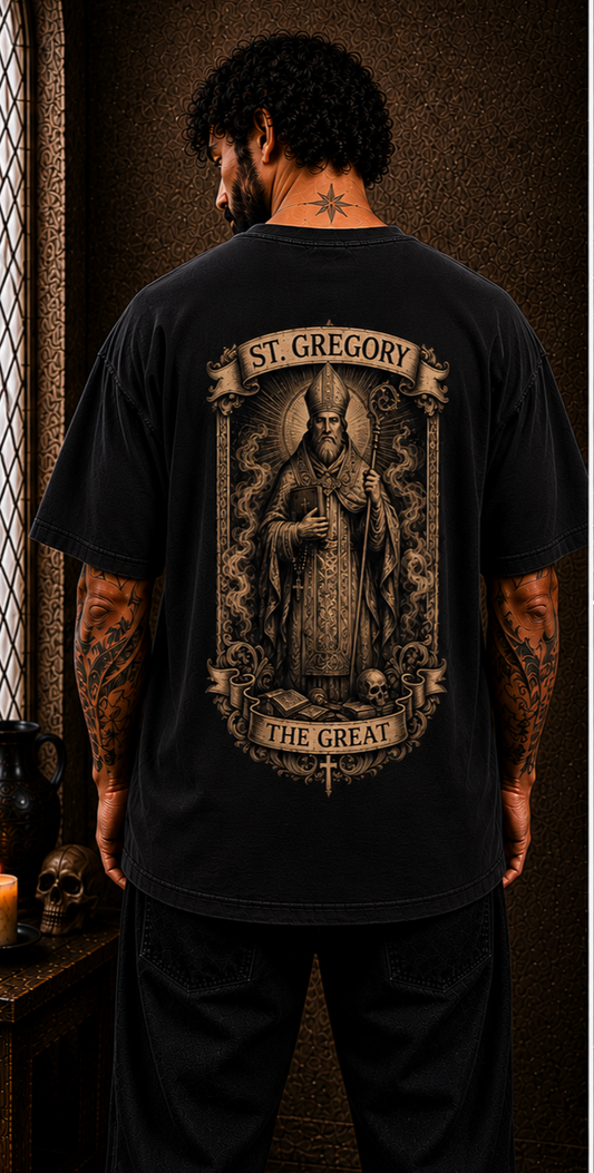 Saint Gregory the Great Oversized Catholic Streetwear T-Shirt | Saint & Stone Co