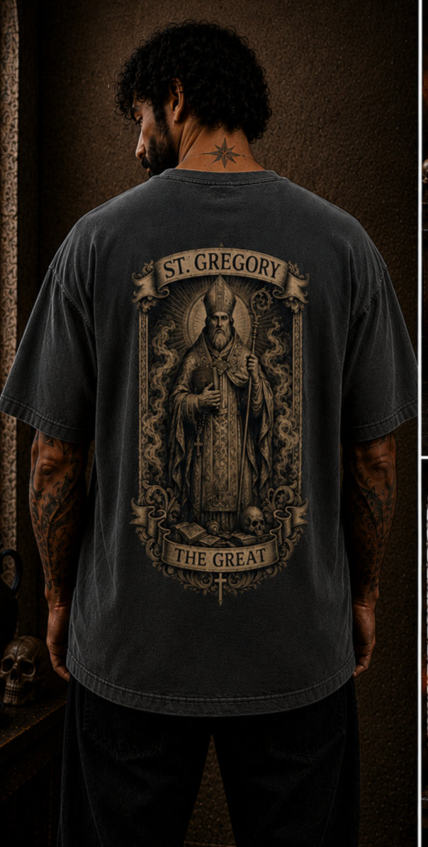 Saint Gregory the Great Oversized Catholic Streetwear T-Shirt | Saint & Stone Co
