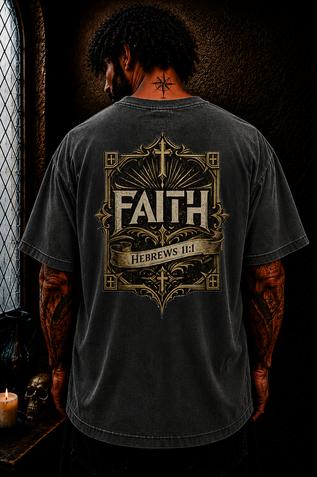 Faith Hebrews 11:1 Christian Oversized T-Shirt | Catholic Streetwear Bible Verse Graphic Tee