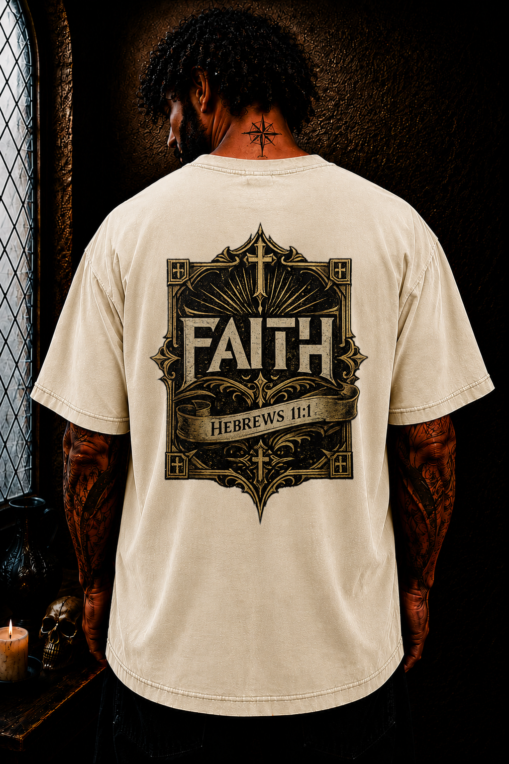 Faith Hebrews 11:1 Christian Oversized T-Shirt | Catholic Streetwear Bible Verse Graphic Tee