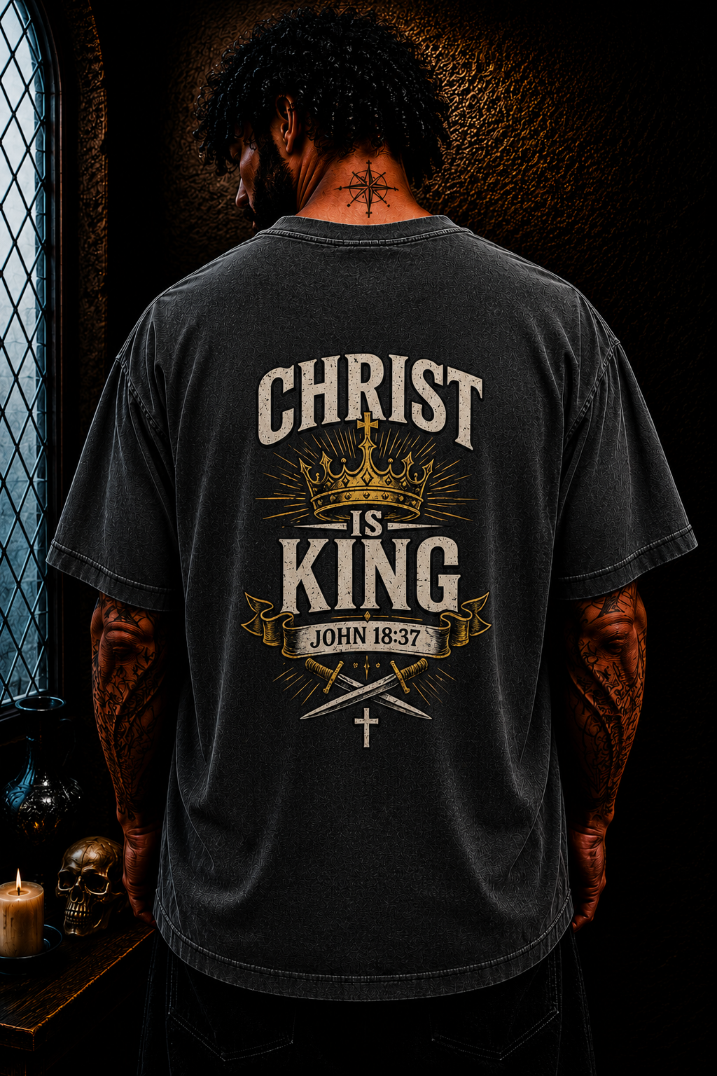 Christ Is King Christian Oversized T-Shirt | John 18:37 Catholic Streetwear Graphic Tee