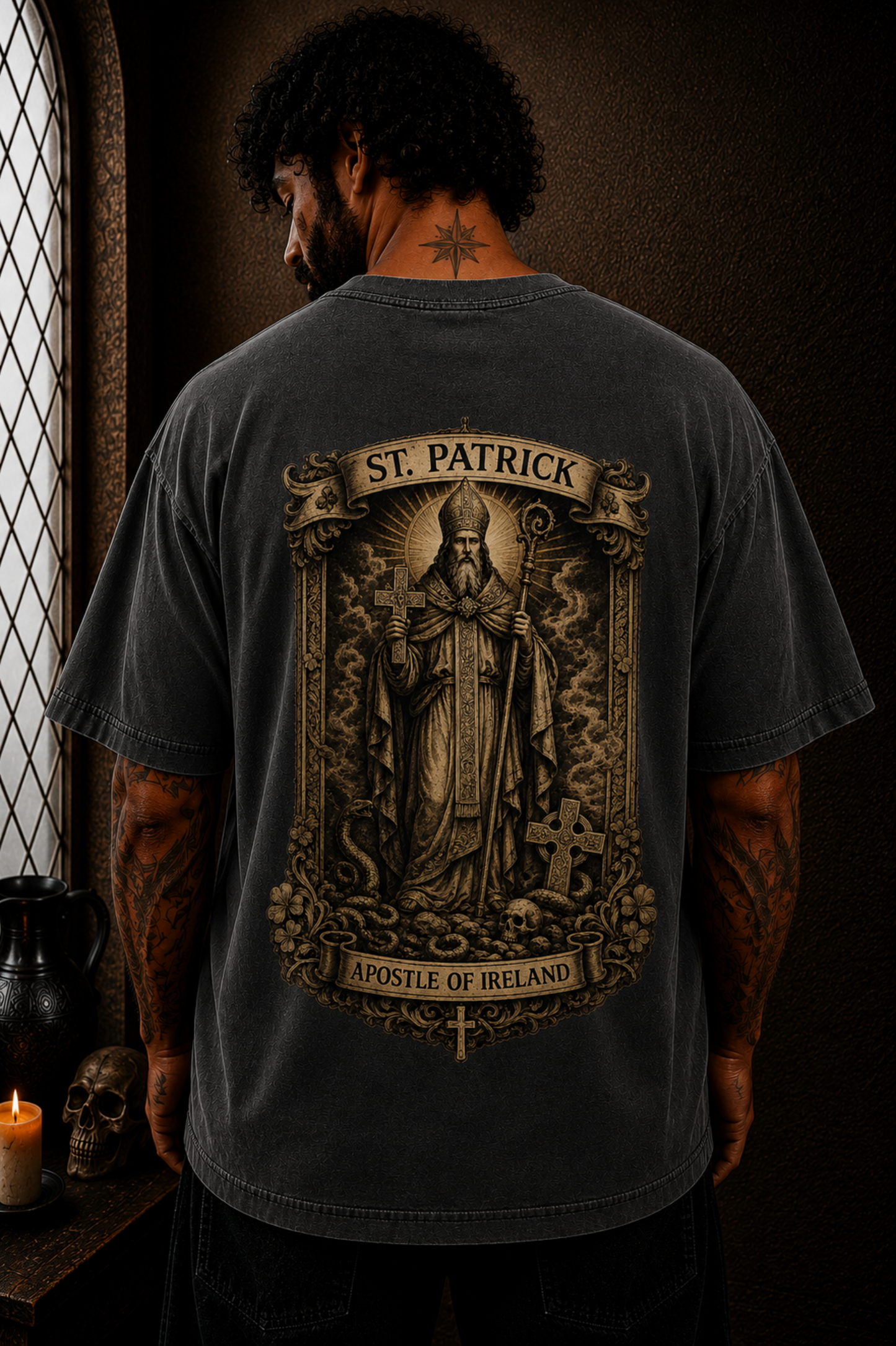 Saint Patrick Apostle of Ireland Oversized Catholic Streetwear T-Shirt