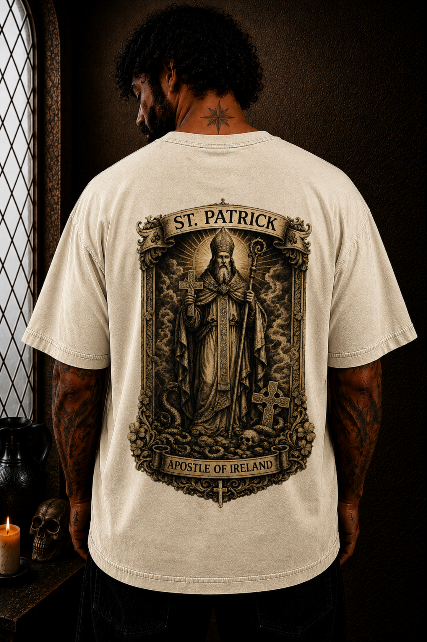 Saint Patrick Apostle of Ireland Oversized Catholic Streetwear T-Shirt
