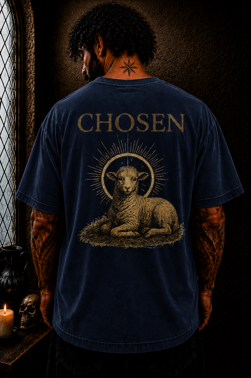 Chosen Lamb of God Christian Oversized Streetwear T-Shirt | Faith Based Catholic Graphic Tee