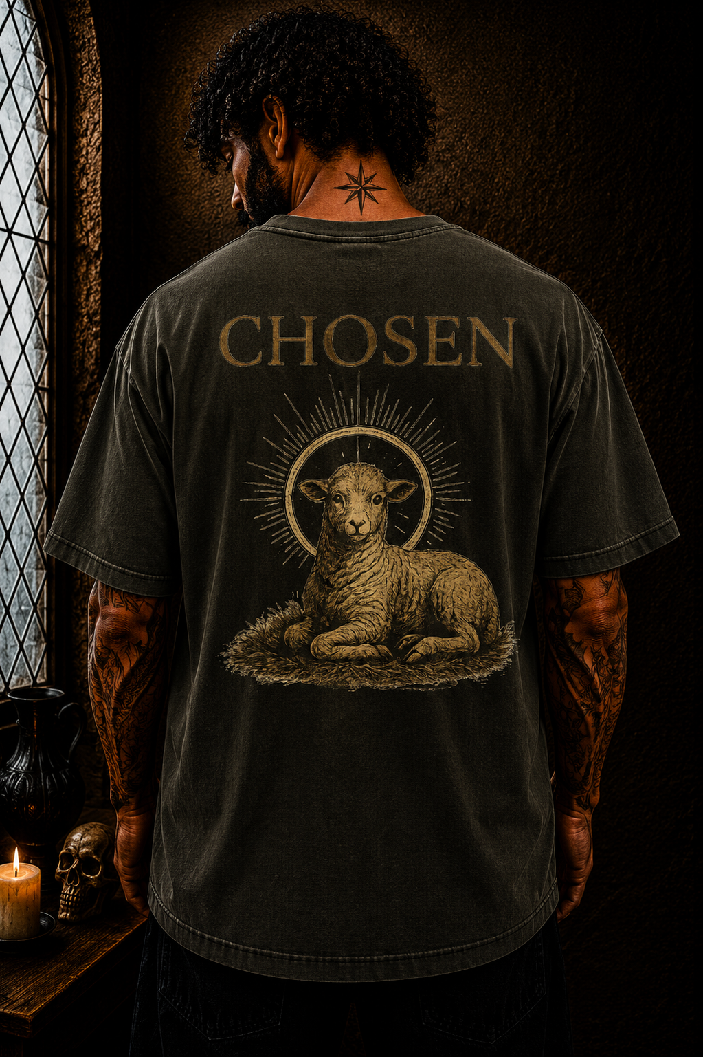 Chosen Lamb of God Christian Oversized Streetwear T-Shirt | Faith Based Catholic Graphic Tee