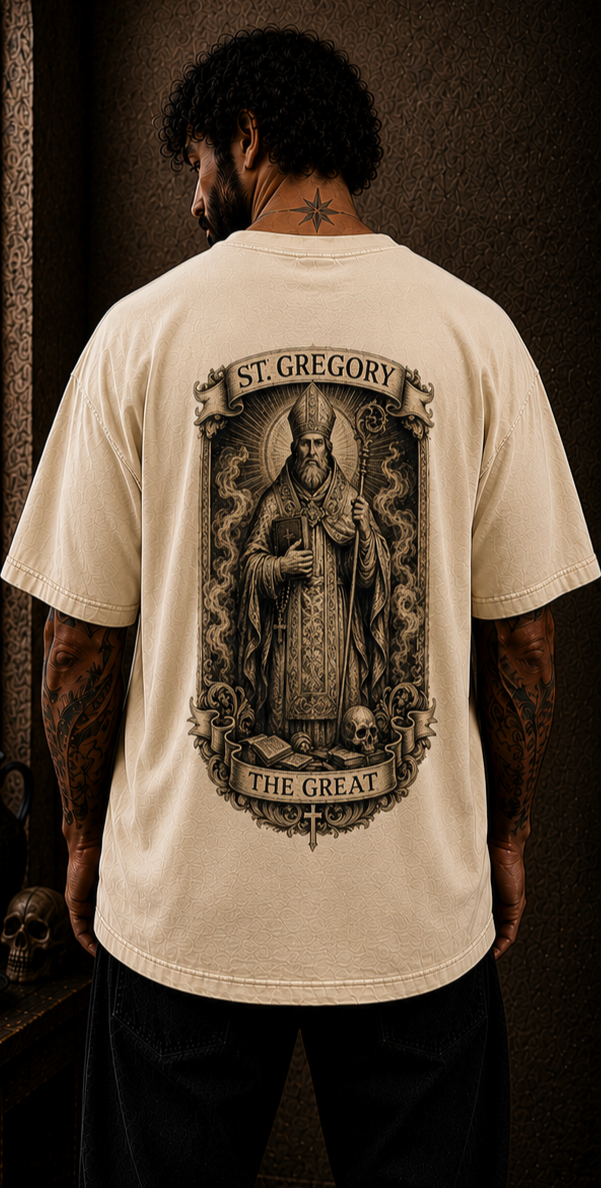 Saint Gregory the Great Oversized Catholic Streetwear T-Shirt | Saint & Stone Co