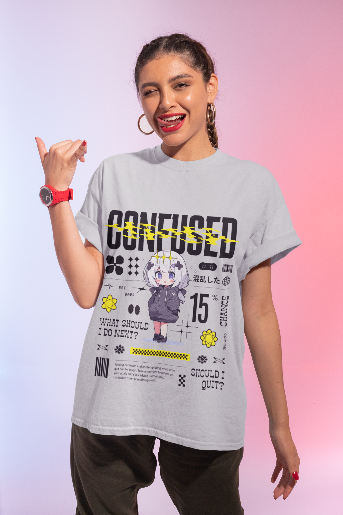 Confused Anime Graphic T-Shirt – Funny Anime Streetwear Tee
