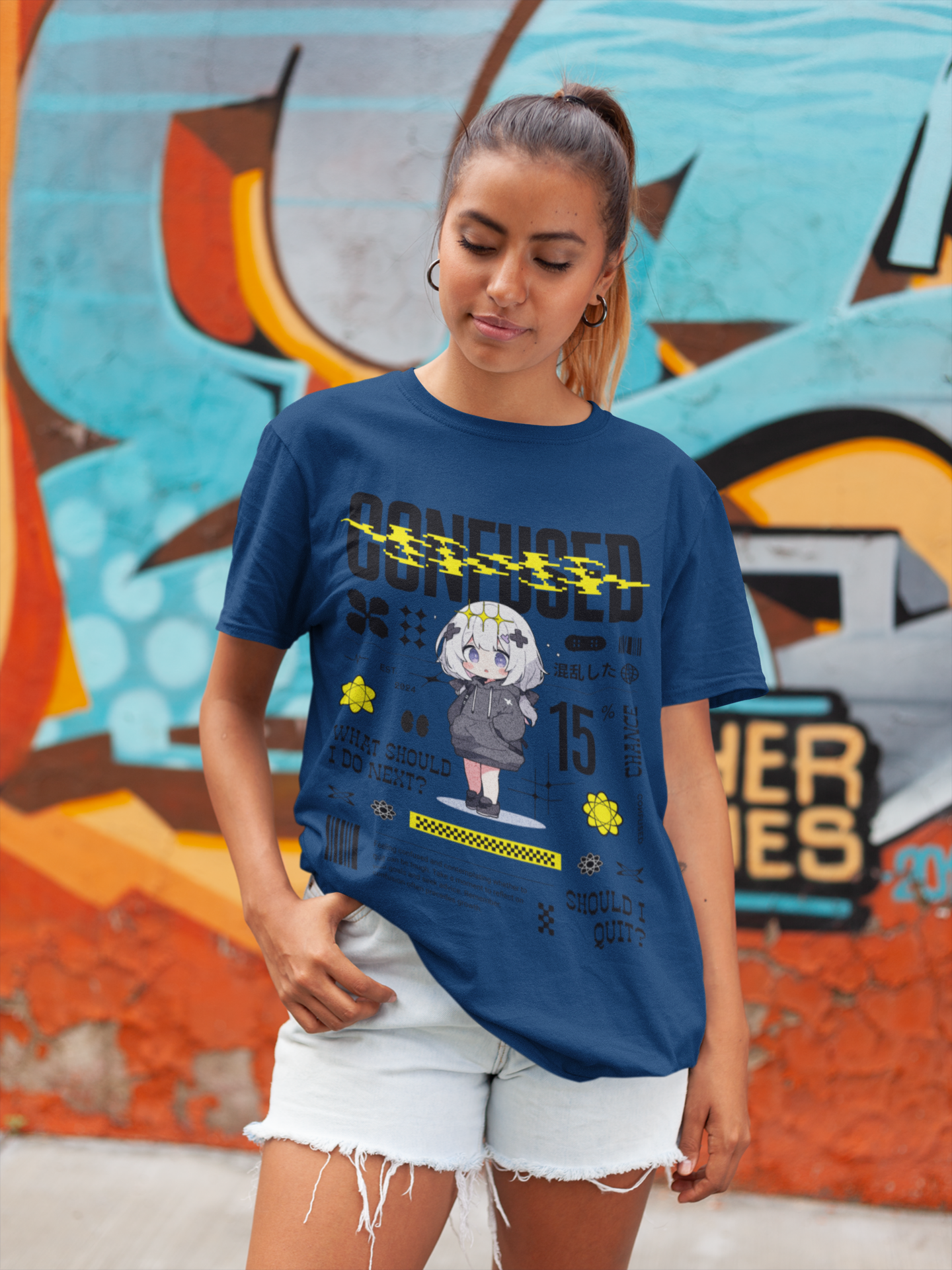 Confused Anime Graphic T-Shirt – Funny Anime Streetwear Tee