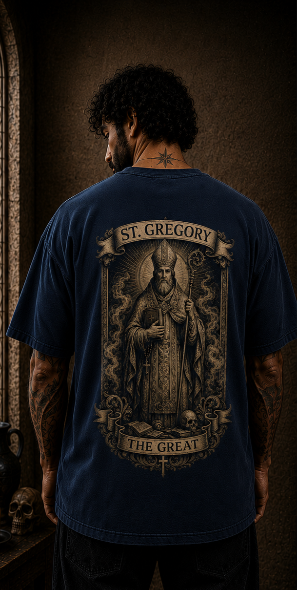 Saint Gregory the Great Oversized Catholic Streetwear T-Shirt | Saint & Stone Co