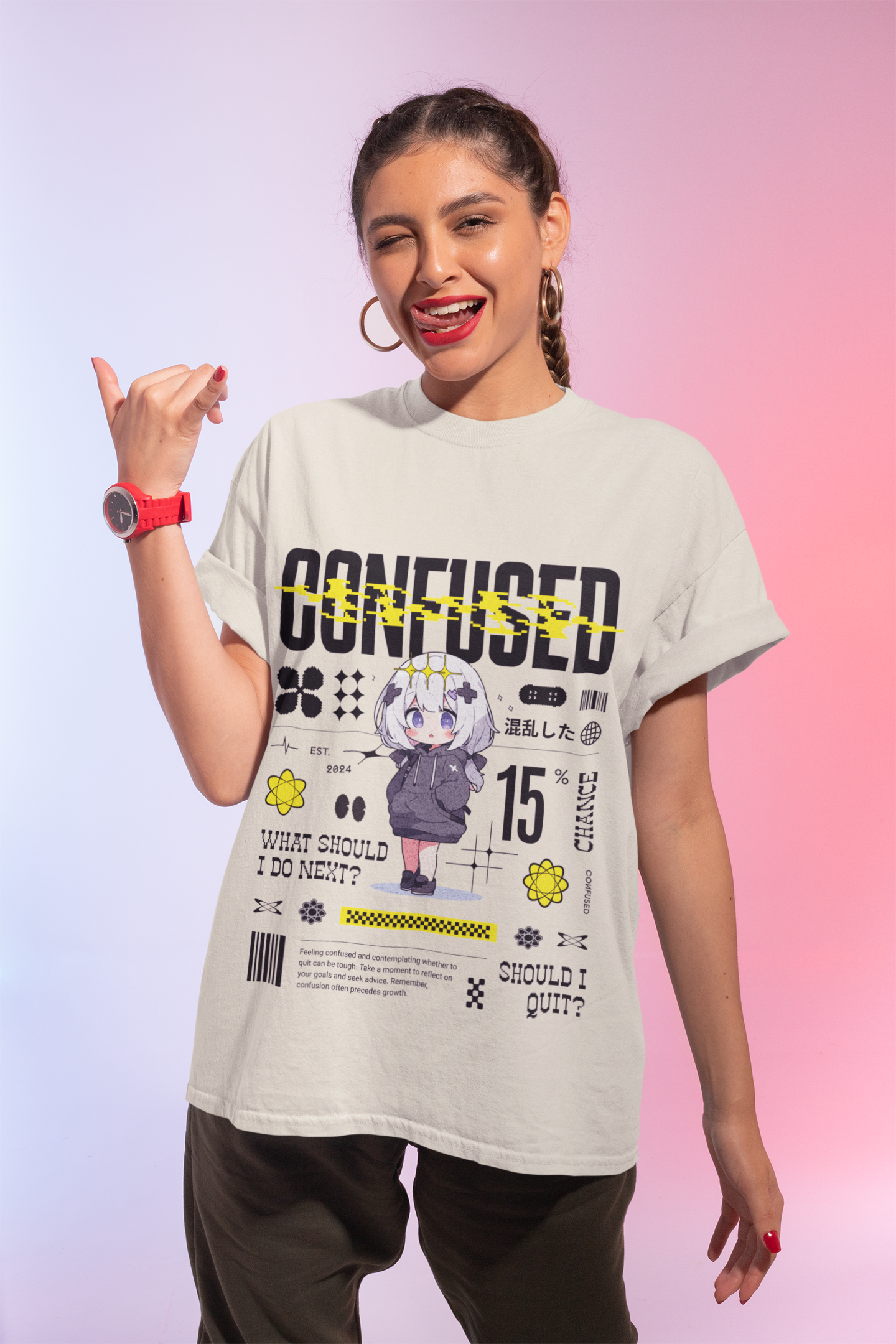 Confused Anime Graphic T-Shirt – Funny Anime Streetwear Tee