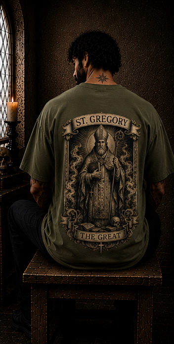 Saint Gregory the Great Oversized Catholic Streetwear T-Shirt | Saint & Stone Co