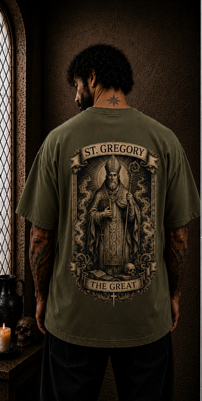 Saint Gregory the Great Oversized Catholic Streetwear T-Shirt | Saint & Stone Co