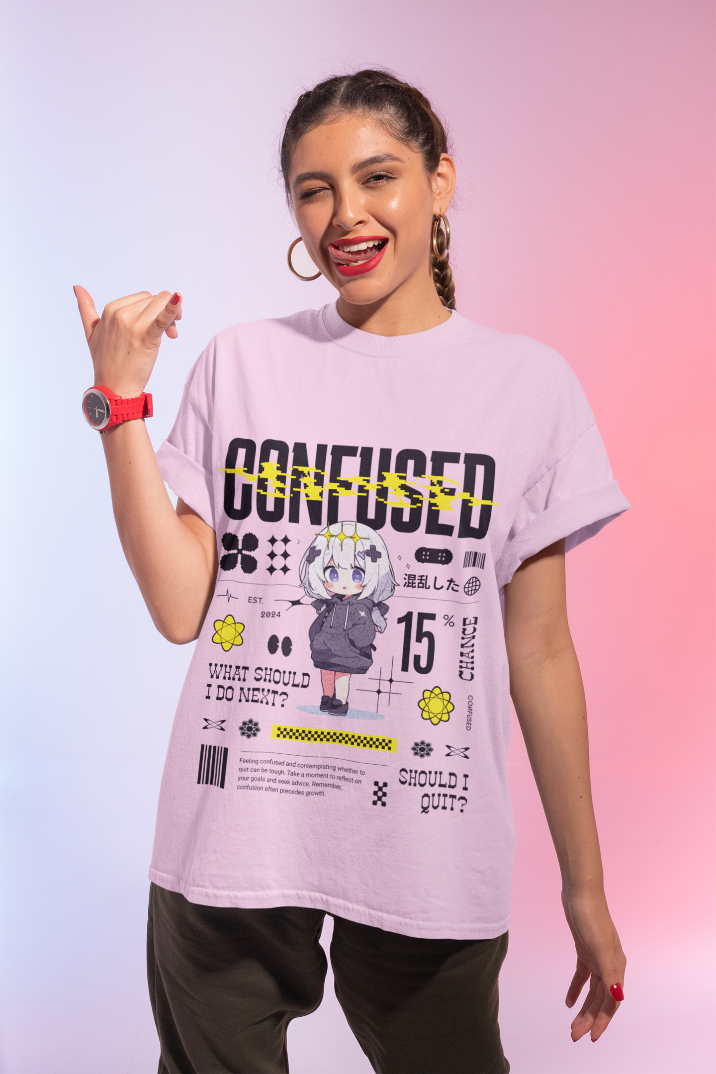 Confused Anime Graphic T-Shirt – Funny Anime Streetwear Tee