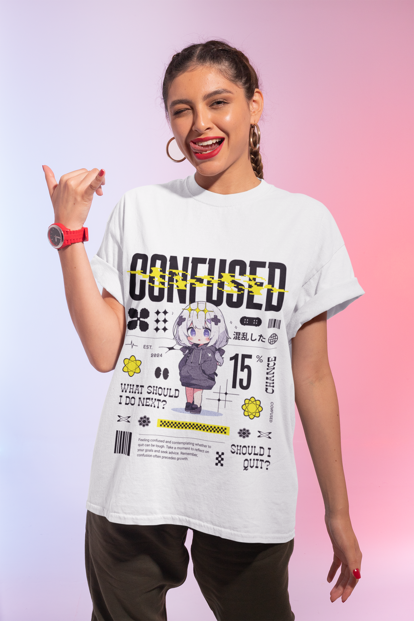 Confused Anime Graphic T-Shirt – Funny Anime Streetwear Tee
