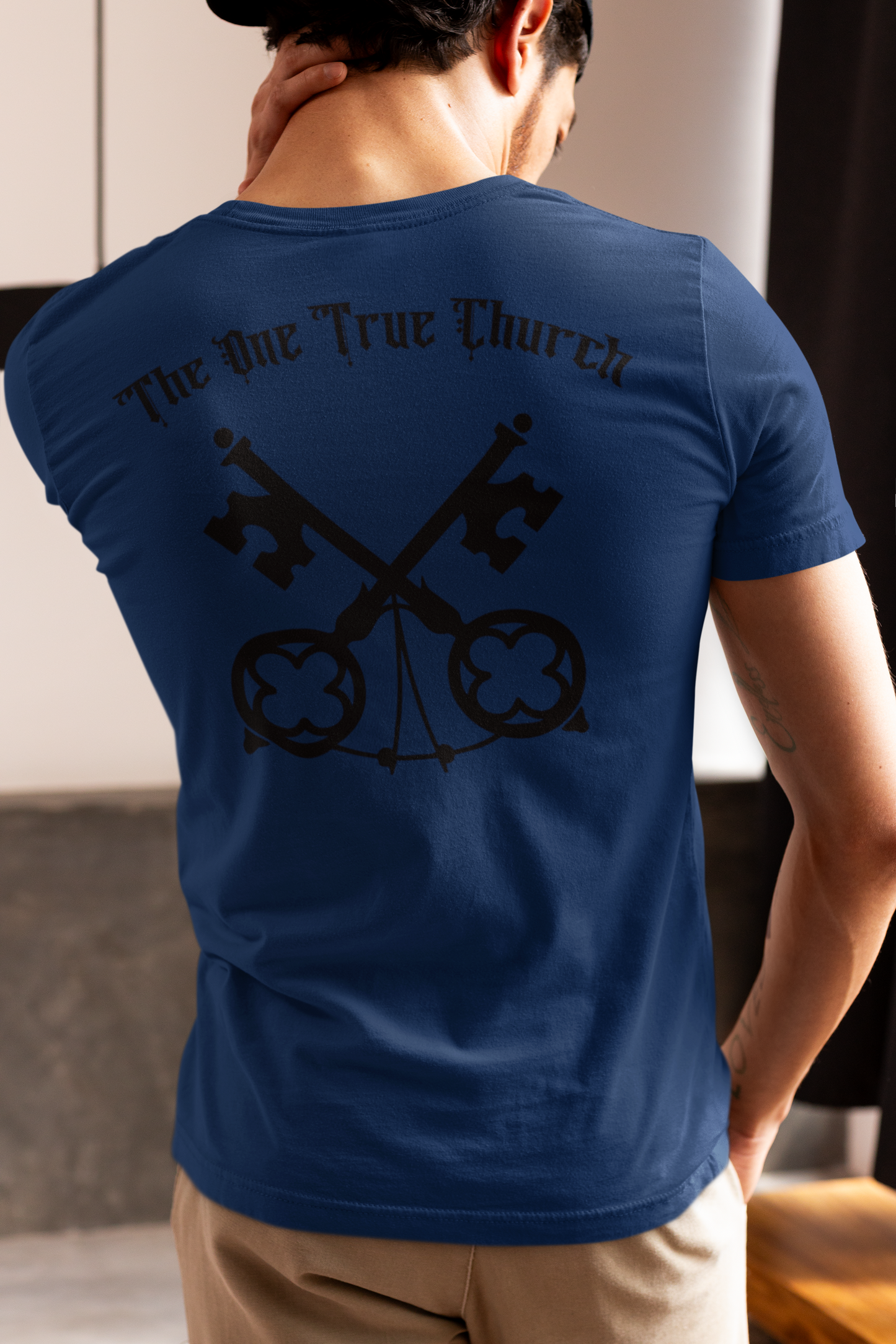 Matthew 16:18 Christian Graphic T-Shirt | One True Church Catholic Streetwear Tee (Black)