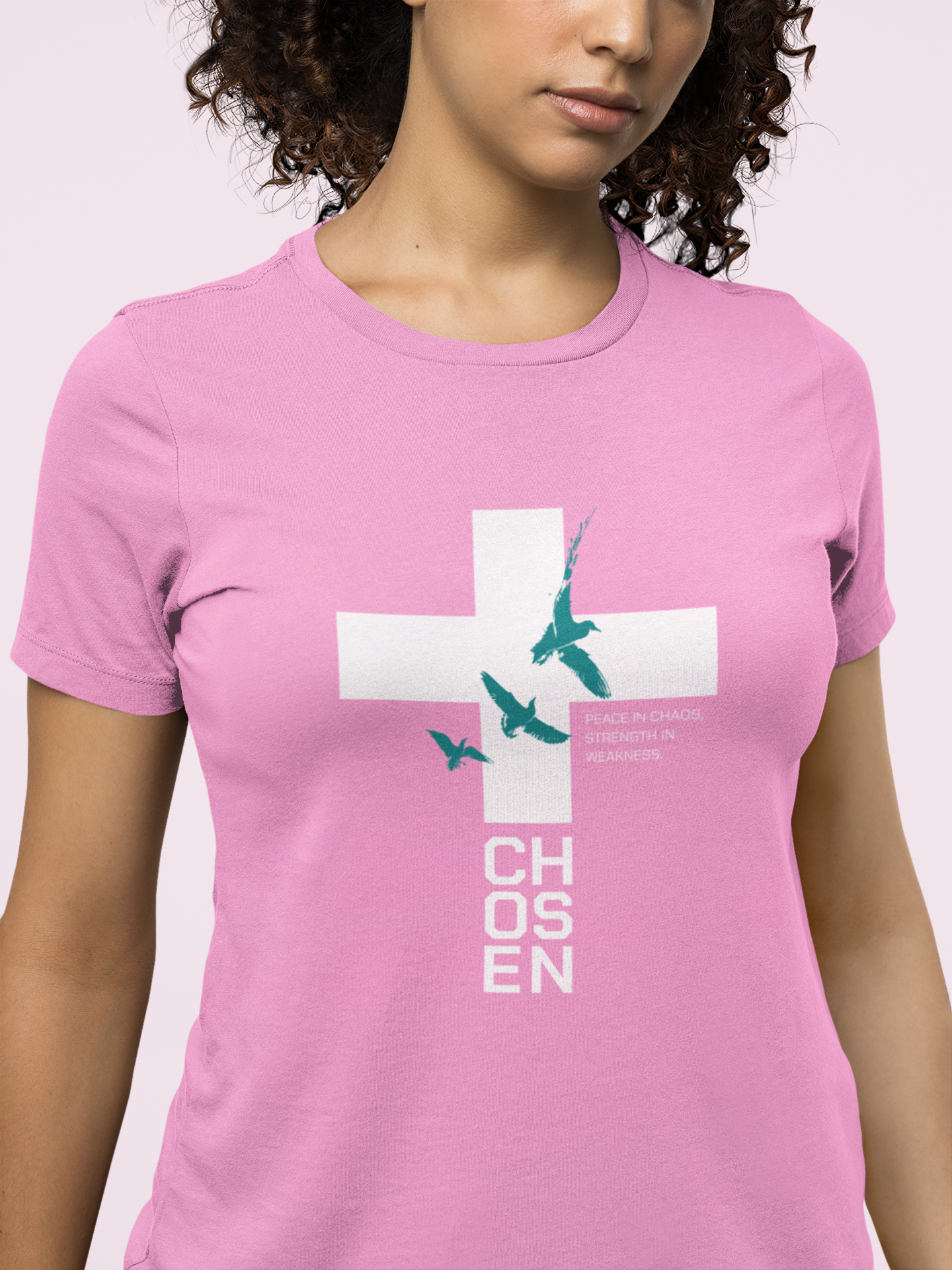 Women’s Christian Cross T-Shirt – Peace in Chaos Faith Inspirational Graphic Tee