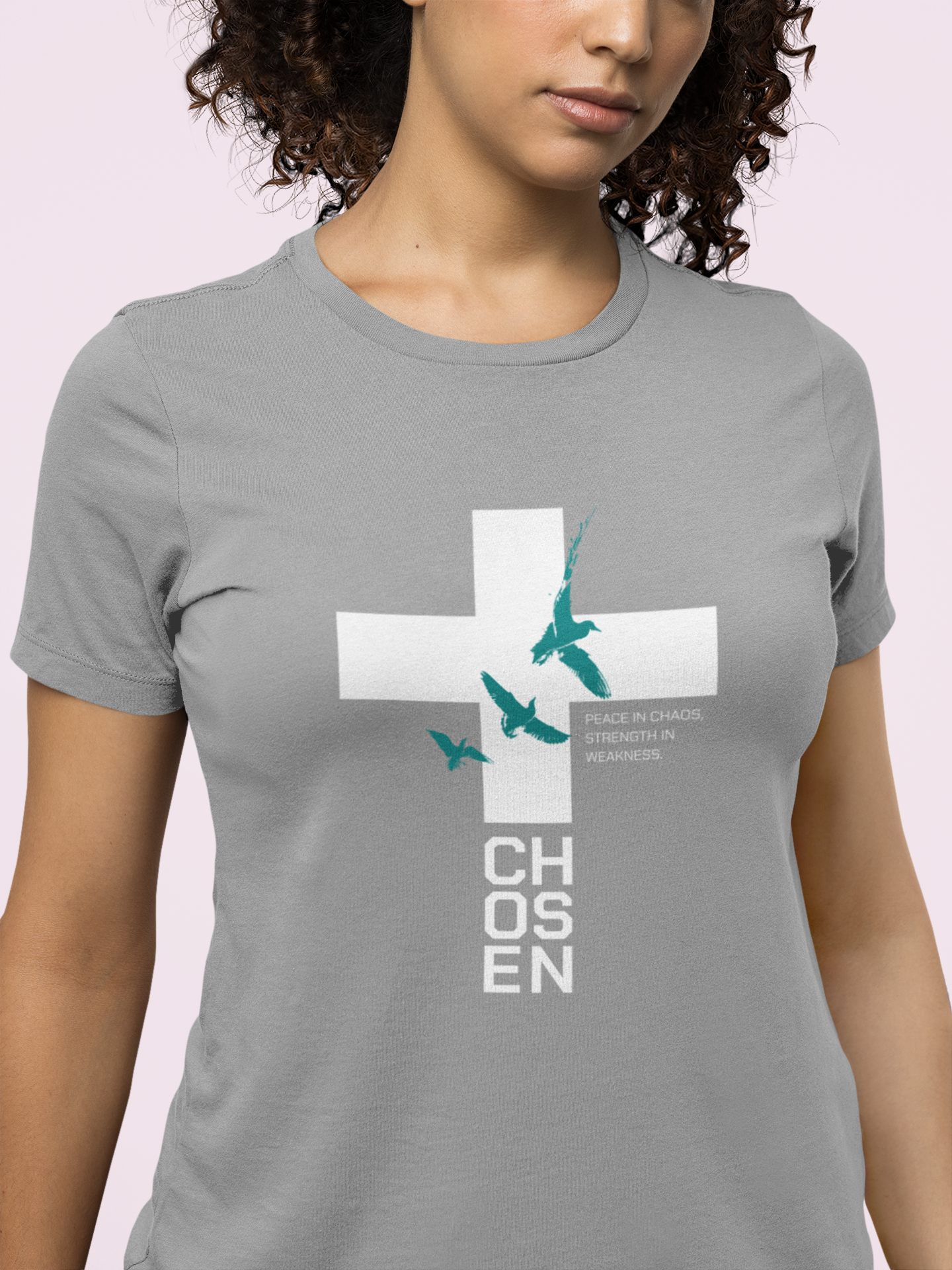 Women’s Christian Cross T-Shirt – Peace in Chaos Faith Inspirational Graphic Tee