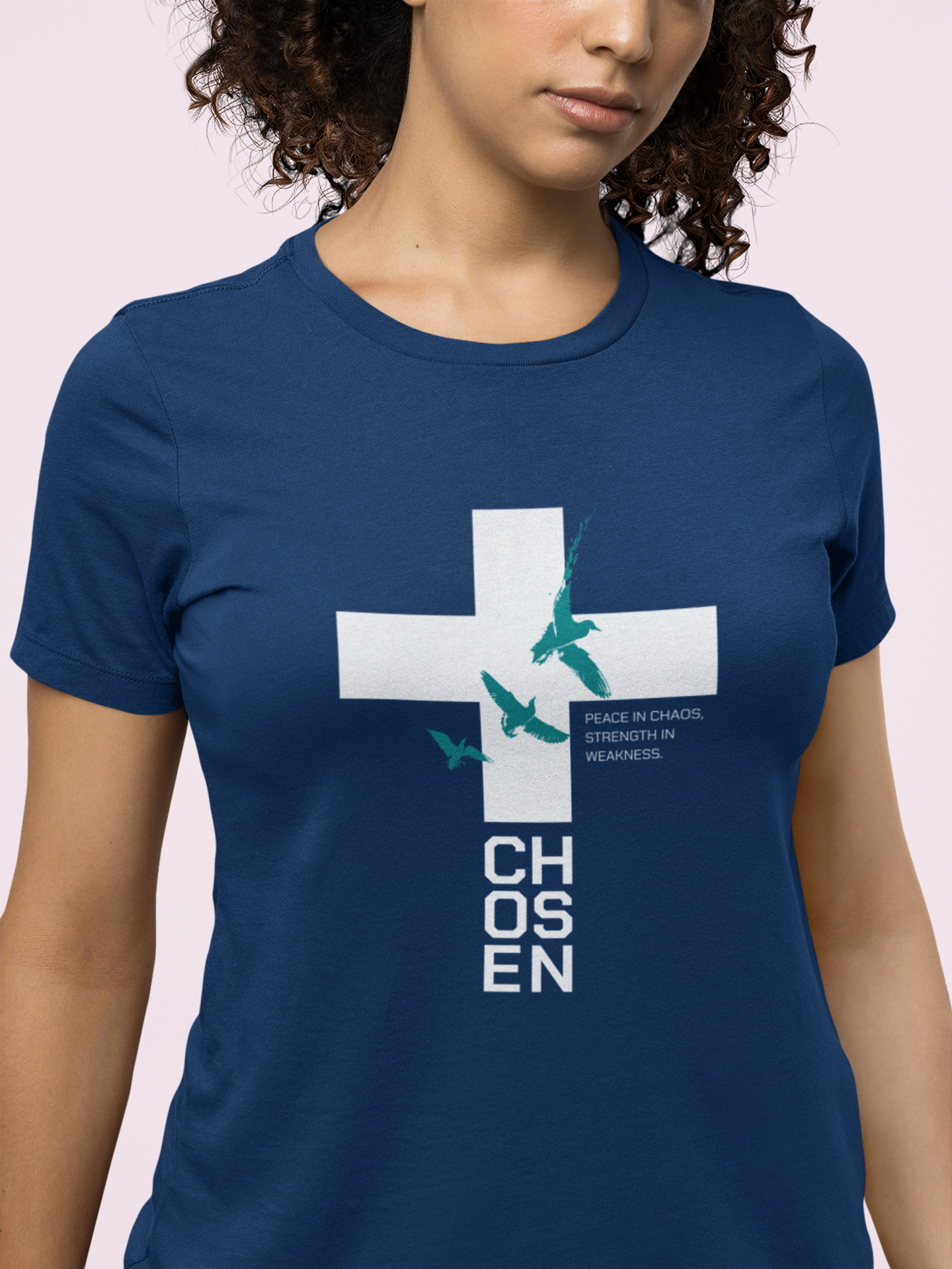 Women’s Christian Cross T-Shirt – Peace in Chaos Faith Inspirational Graphic Tee