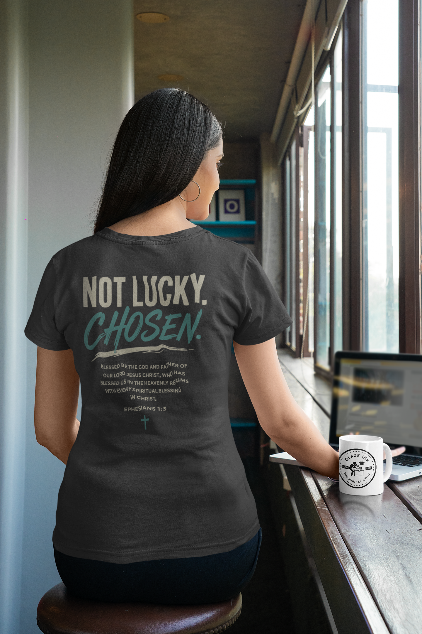 Chosen Christian Graphic T-Shirt | Not Lucky Chosen Faith-Based Streetwear Tee (Copy)