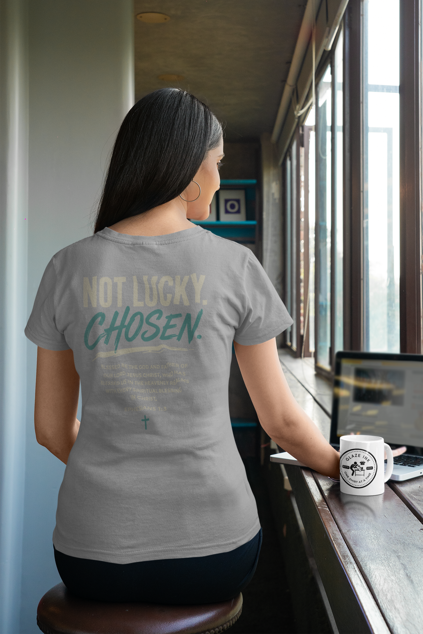 Chosen Christian Graphic T-Shirt | Not Lucky Chosen Faith-Based Streetwear Tee (Copy)