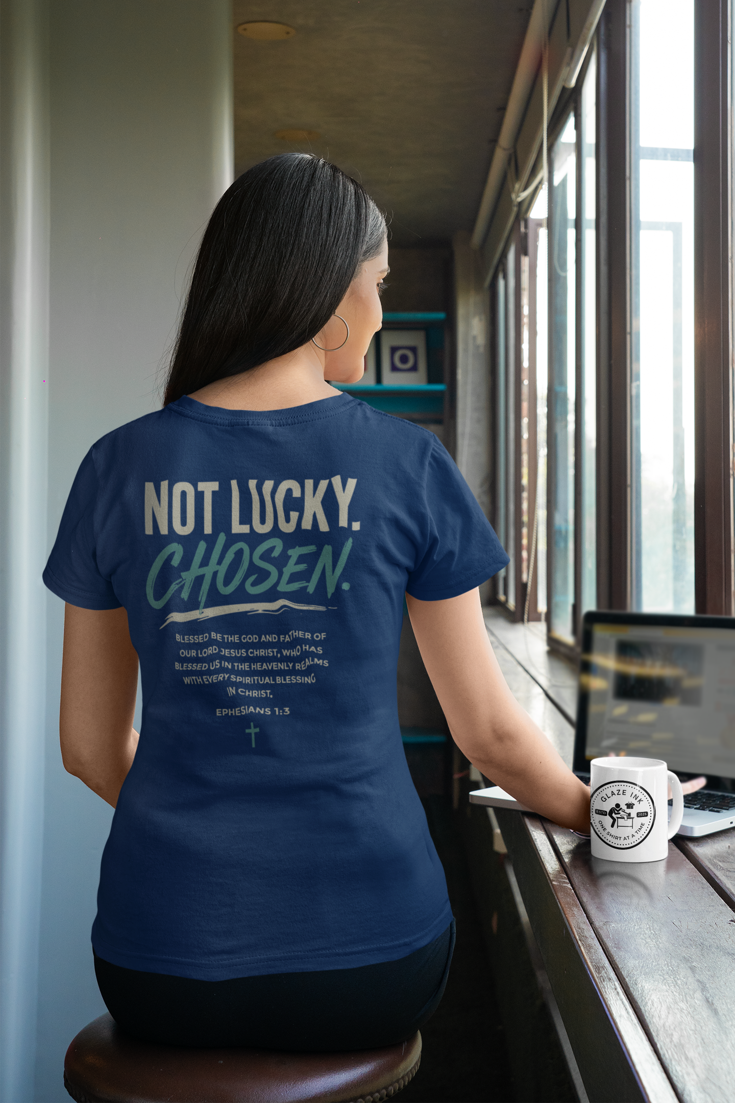 Chosen Christian Graphic T-Shirt | Not Lucky Chosen Faith-Based Streetwear Tee (Copy)