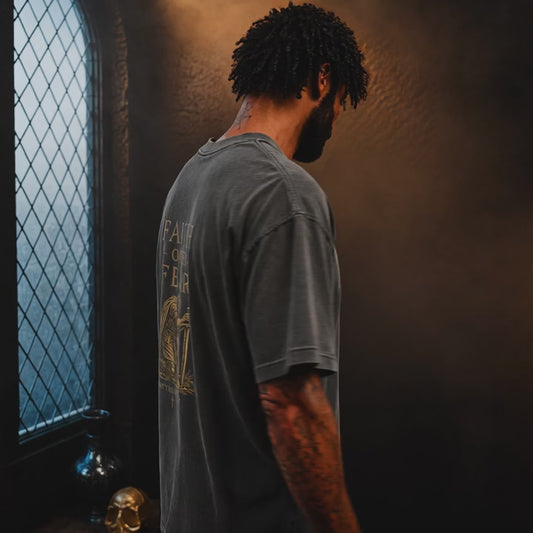 Faith Over Fear Christian Oversized T-Shirt | Matthew 14 Bible Verse Catholic Streetwear Tee