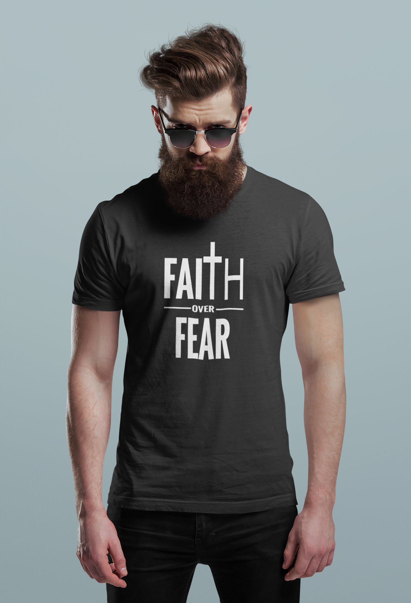 Faith Over Fear Christian T-Shirt – Bold Cross Graphic Tee
