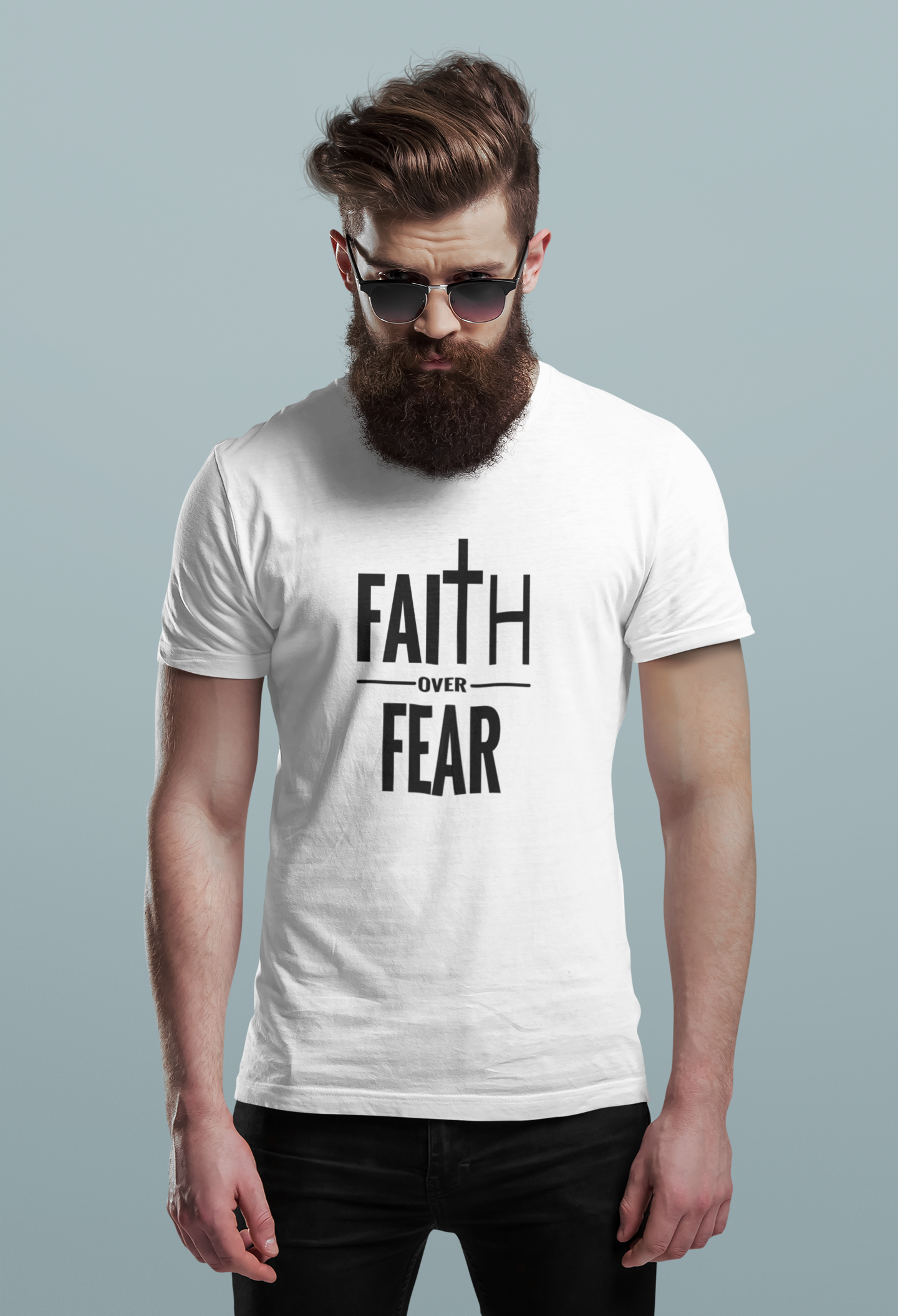 Faith Over Fear Christian T-Shirt – Bold Cross Graphic Tee