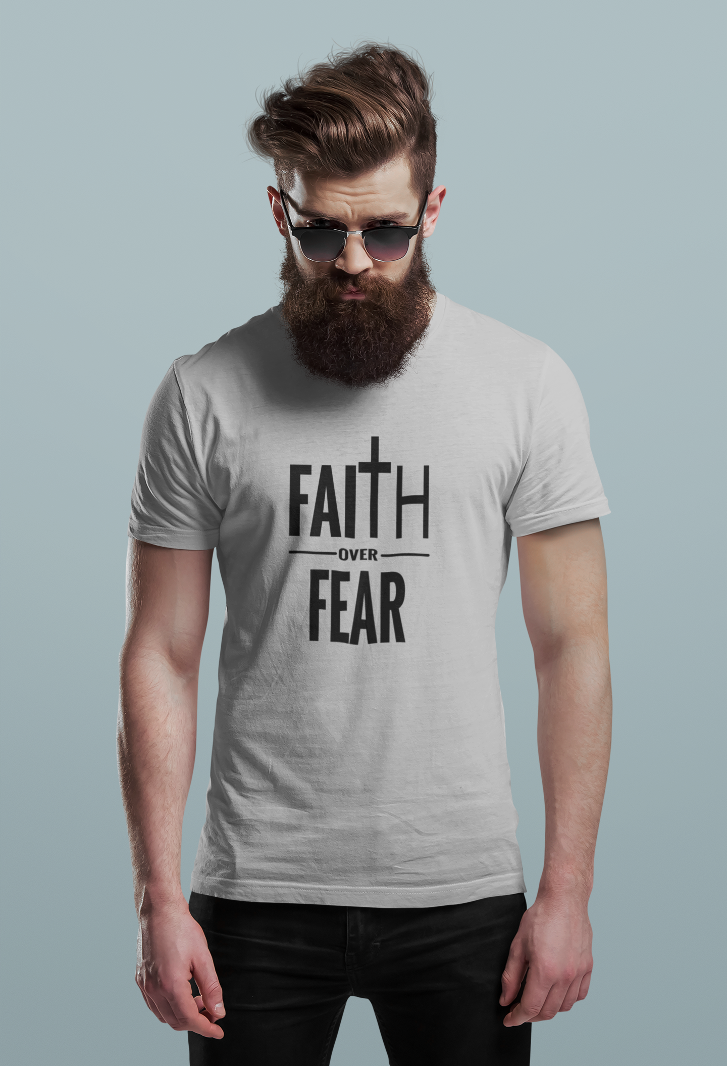 Faith Over Fear Christian T-Shirt – Bold Cross Graphic Tee