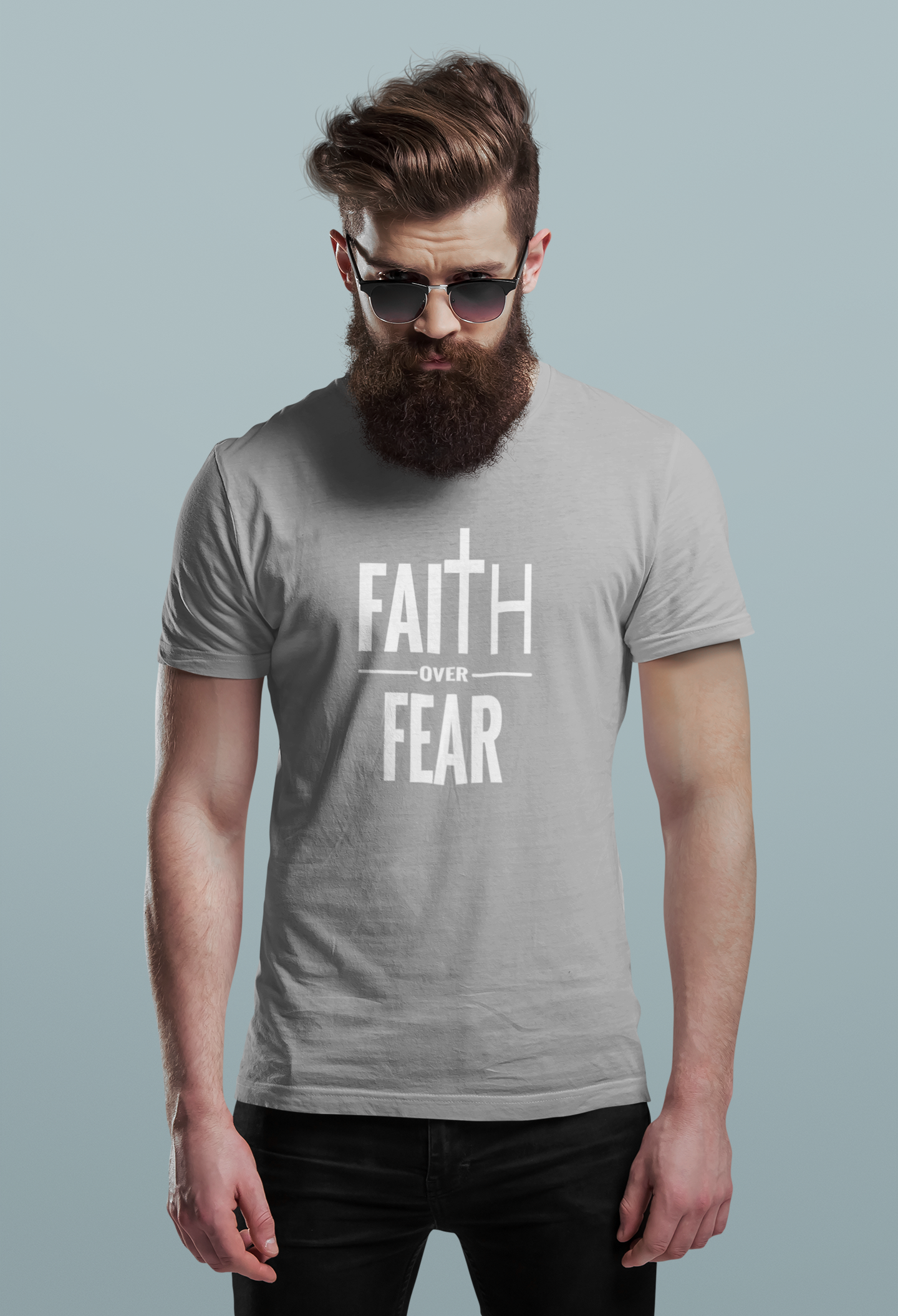 Faith Over Fear Christian T-Shirt – Bold Cross Graphic Tee