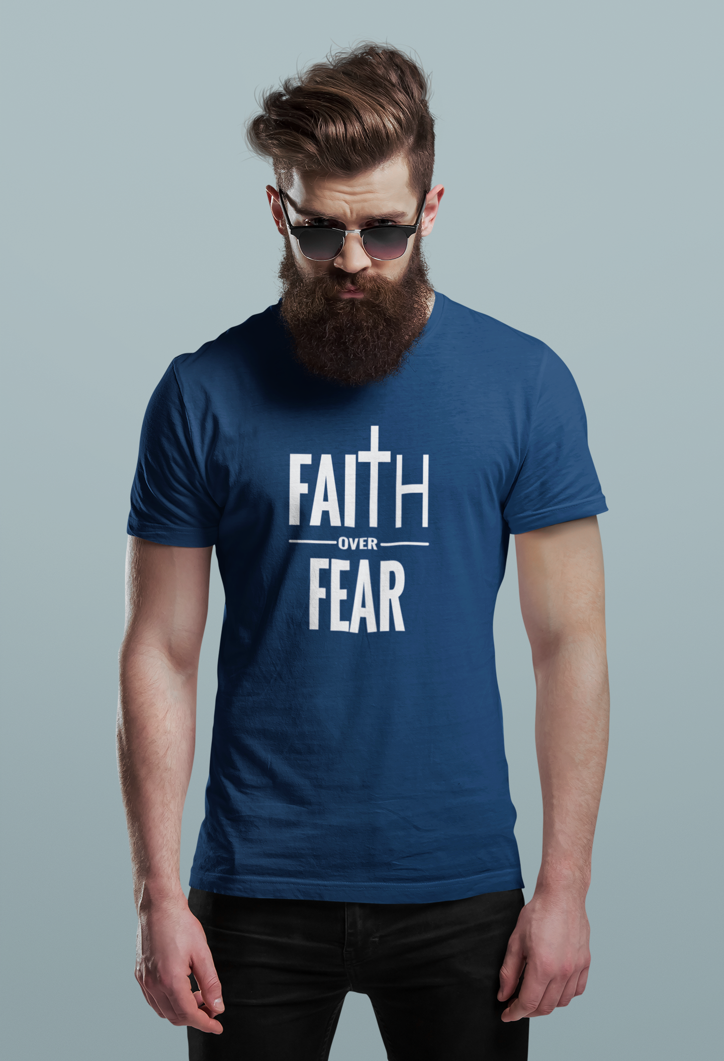 Faith Over Fear Christian T-Shirt – Bold Cross Graphic Tee