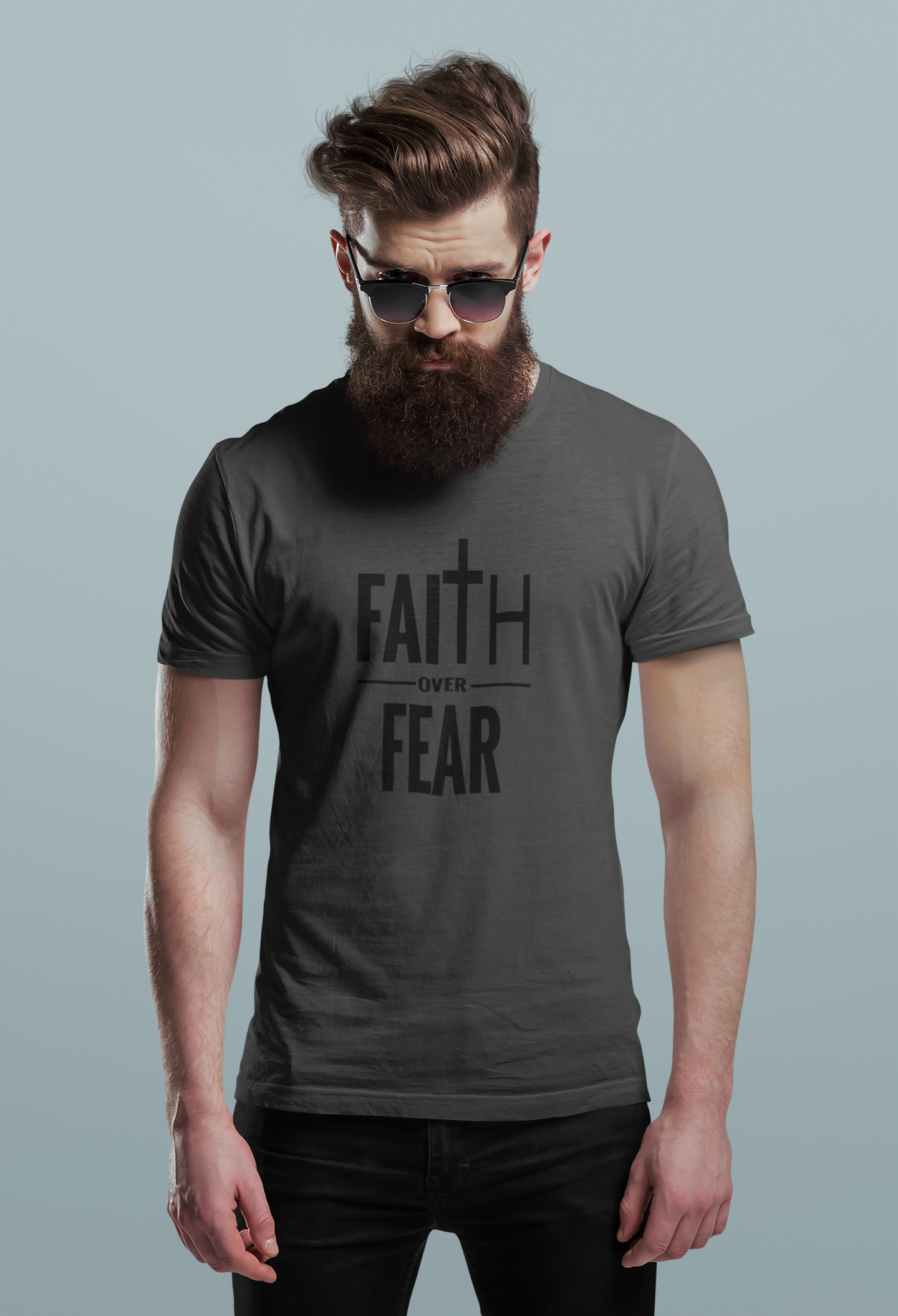 Faith Over Fear Christian T-Shirt – Bold Cross Graphic Tee