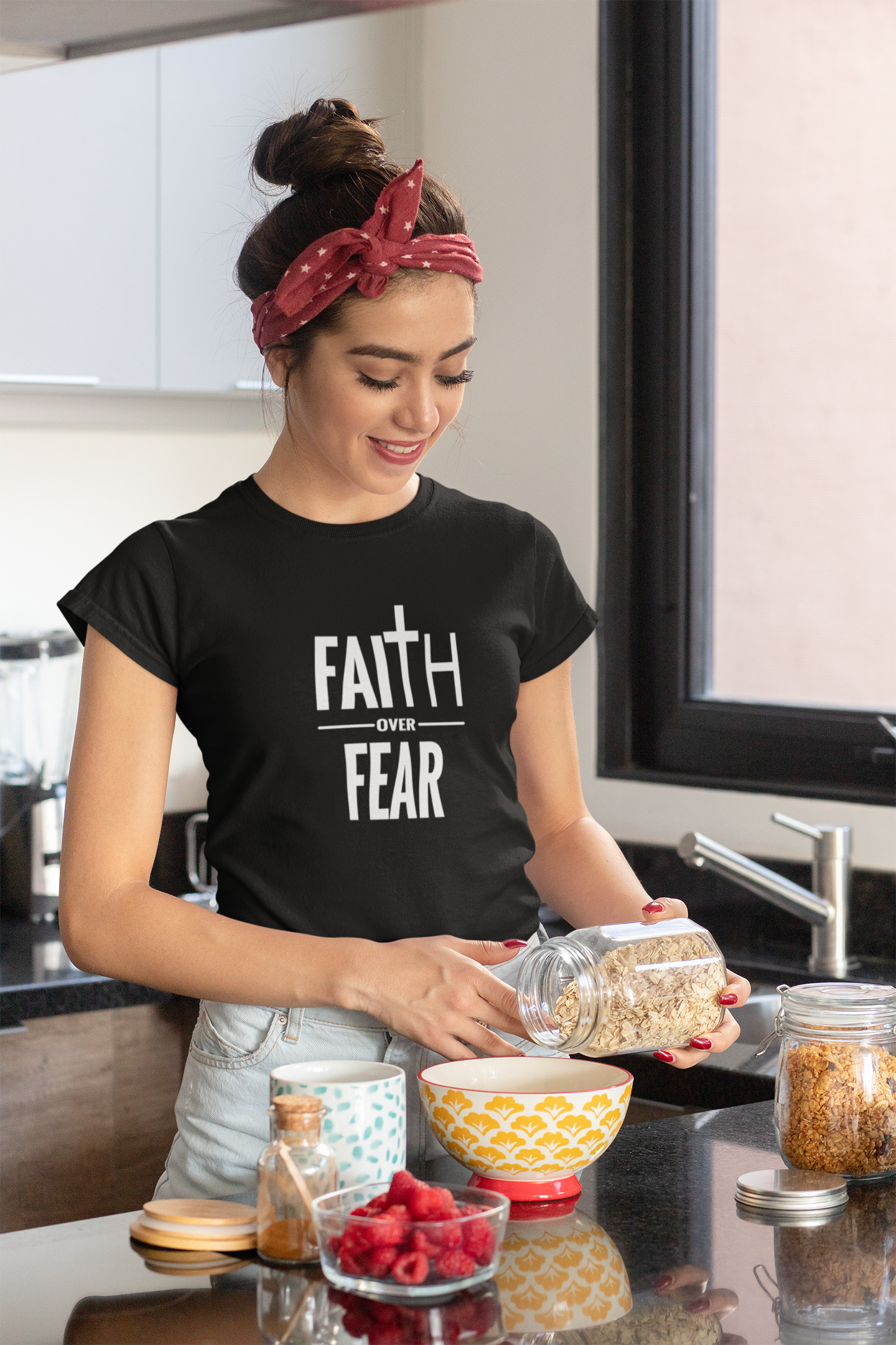 Faith Over Fear Christian T-Shirt – Bold Cross Graphic Tee (Copy)
