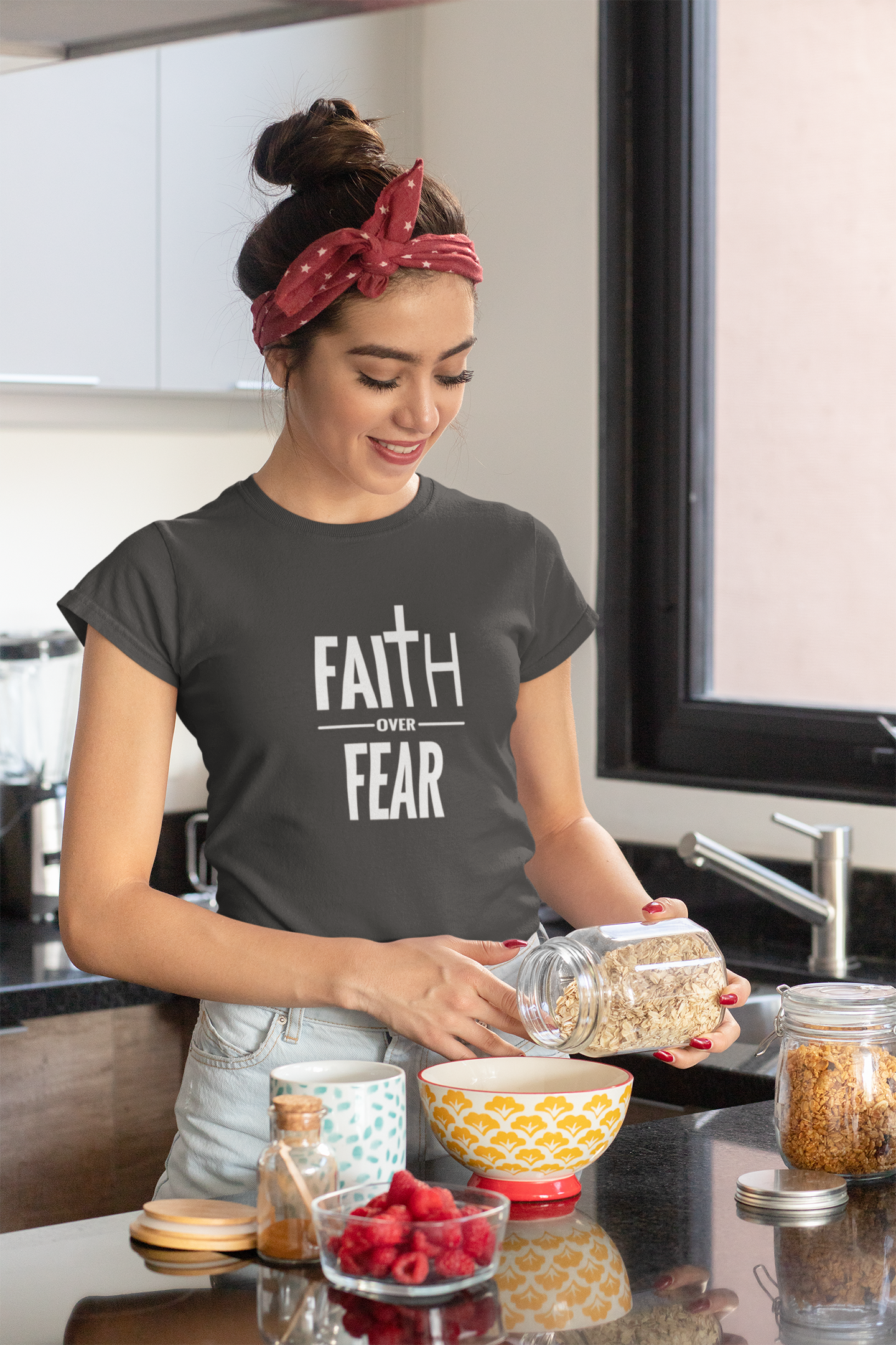 Faith Over Fear Christian T-Shirt – Bold Cross Graphic Tee (Copy)