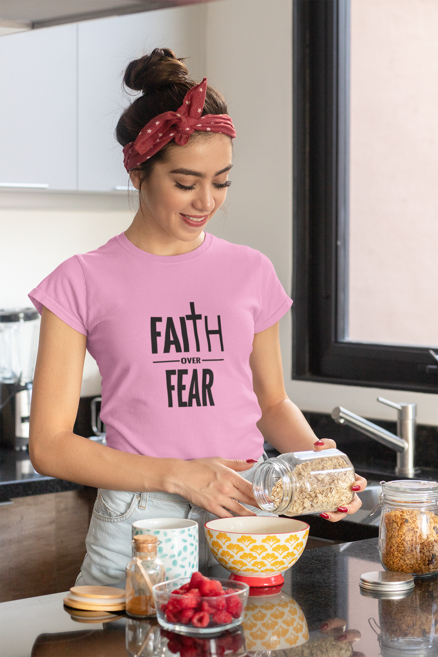 Faith Over Fear Christian T-Shirt – Bold Cross Graphic Tee (Copy)