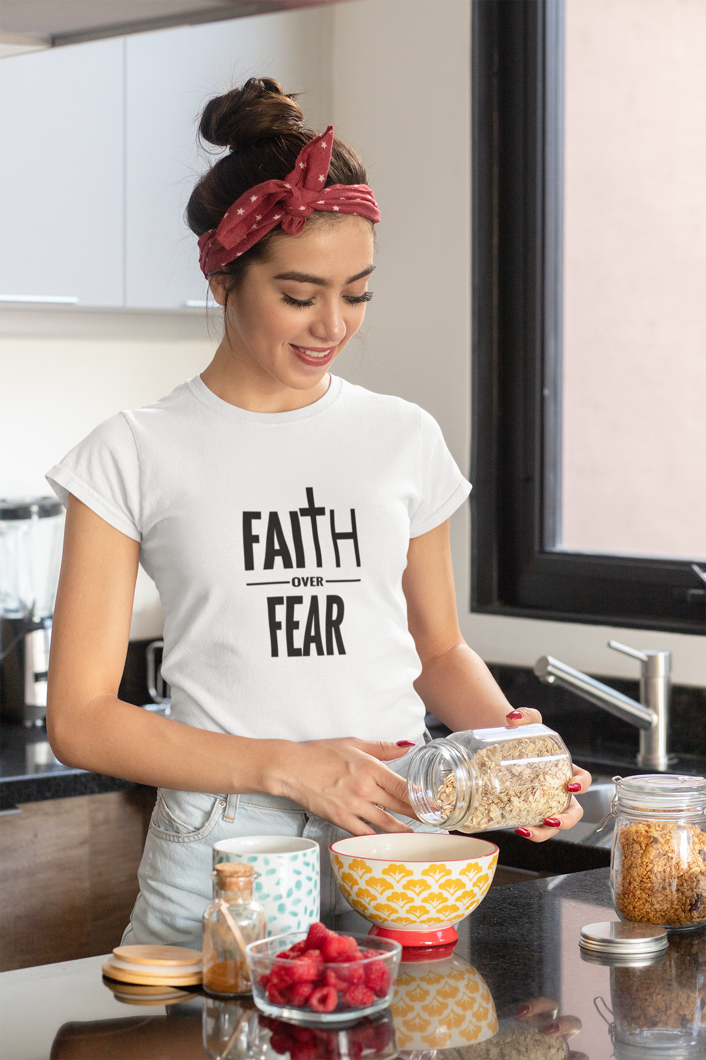 Faith Over Fear Christian T-Shirt – Bold Cross Graphic Tee (Copy)