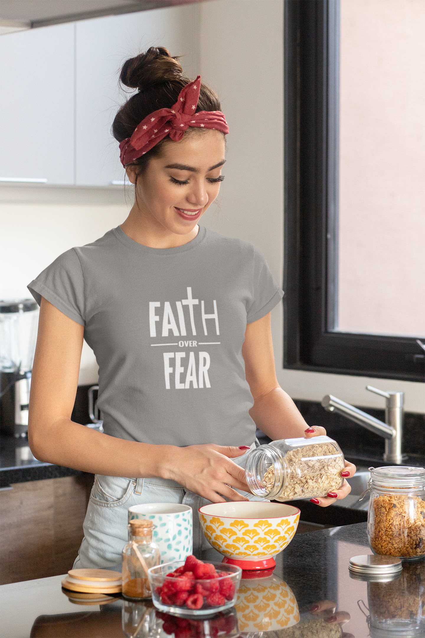 Faith Over Fear Christian T-Shirt – Bold Cross Graphic Tee (Copy)