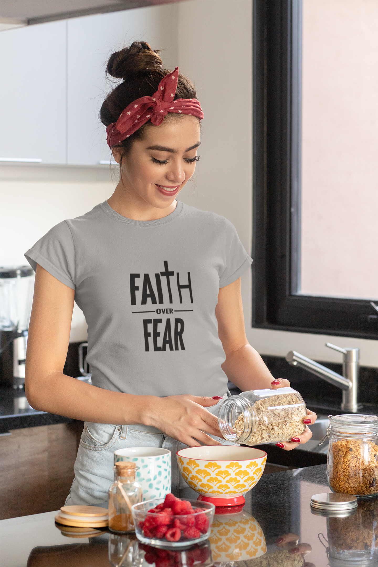 Faith Over Fear Christian T-Shirt – Bold Cross Graphic Tee (Copy)