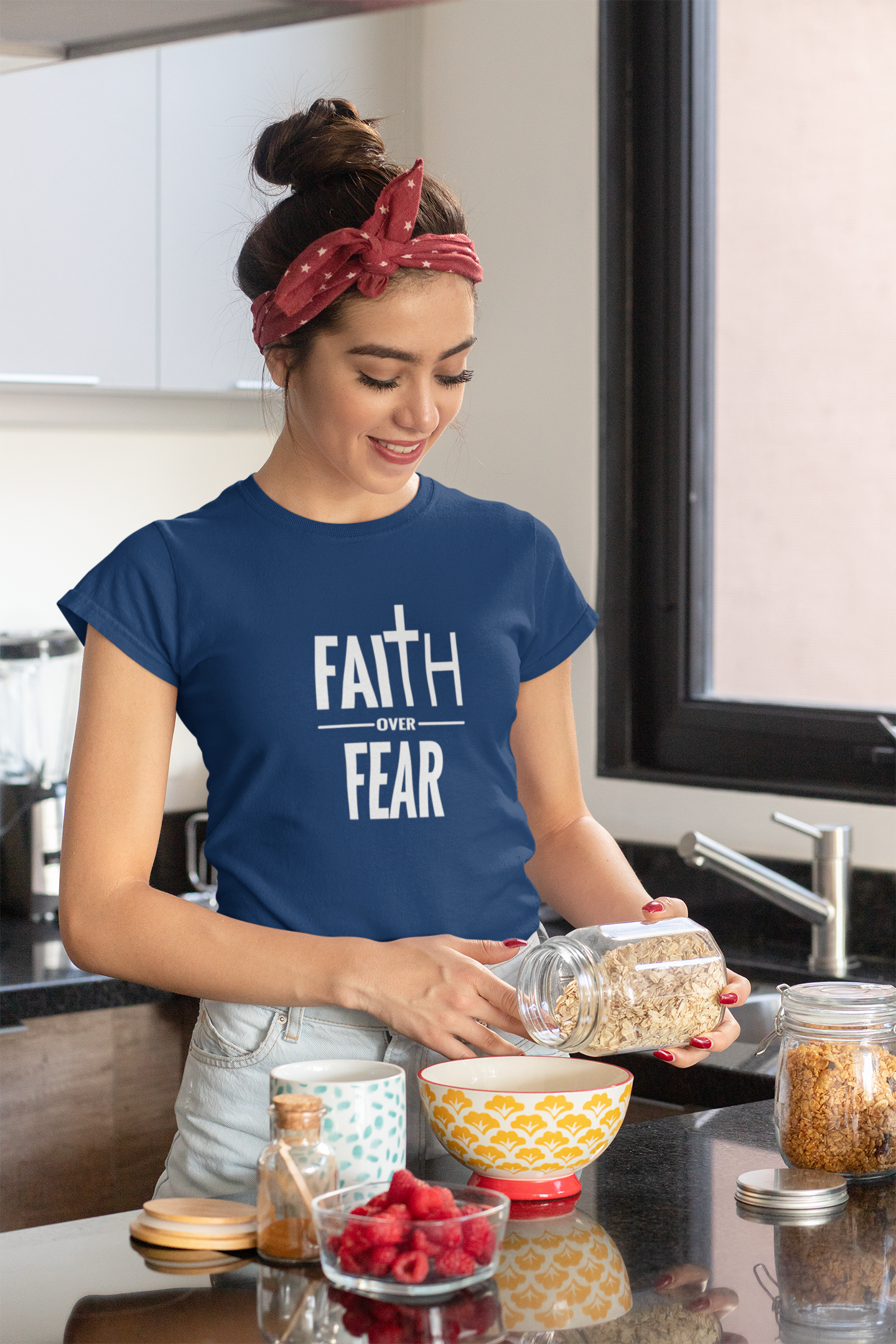 Faith Over Fear Christian T-Shirt – Bold Cross Graphic Tee (Copy)