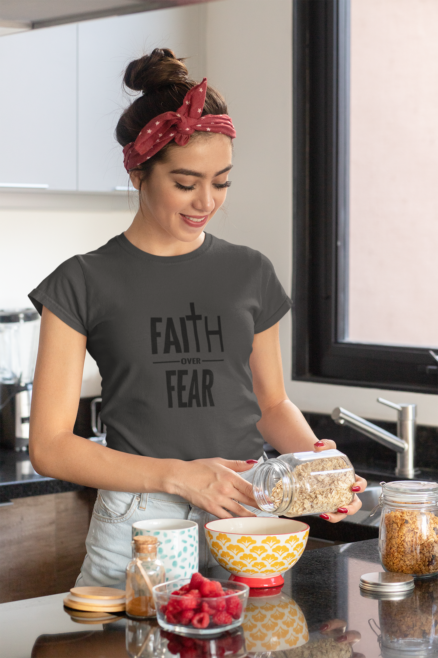 Faith Over Fear Christian T-Shirt – Bold Cross Graphic Tee (Copy)