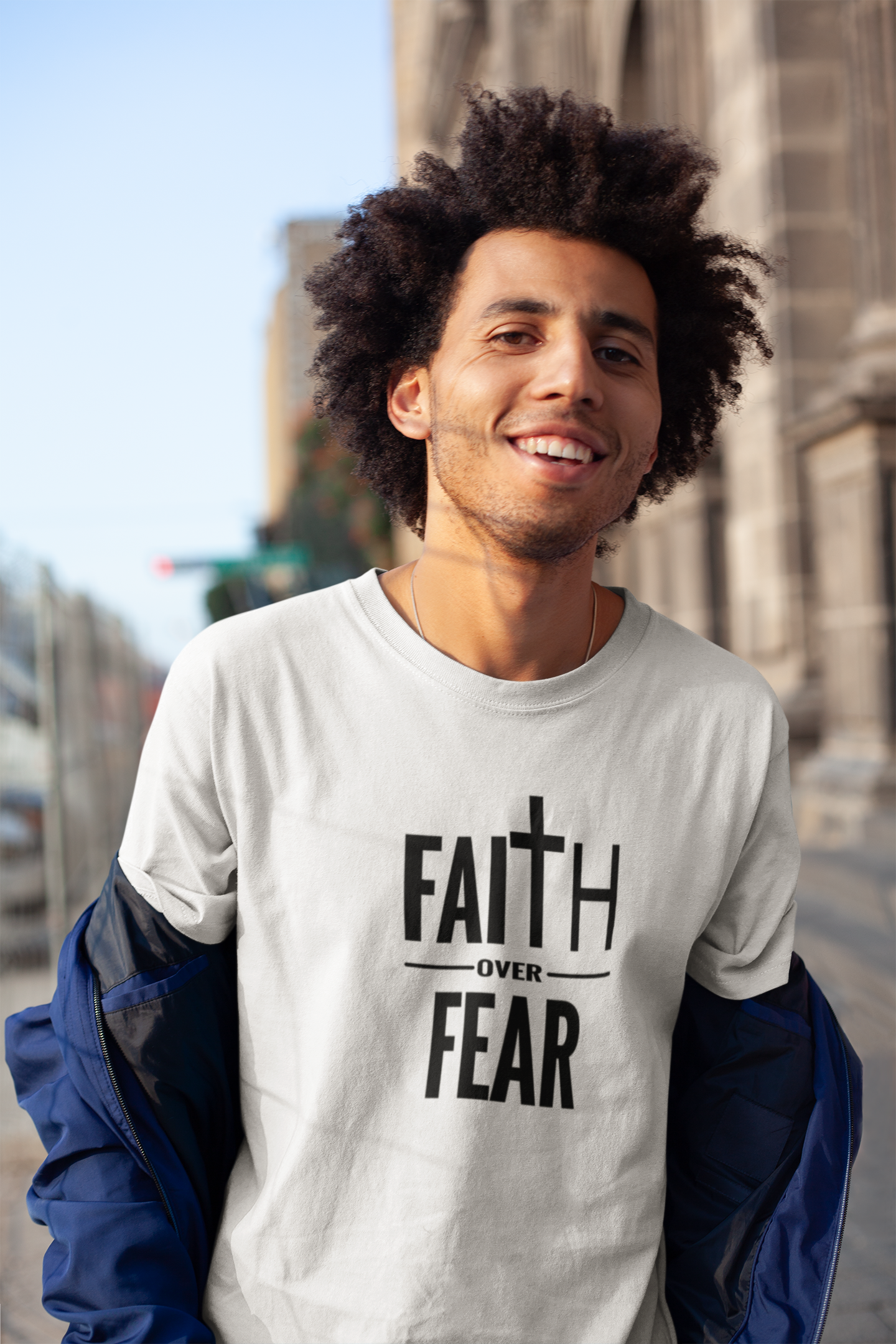 Faith Over Fear Christian T-Shirt – Bold Cross Graphic Tee
